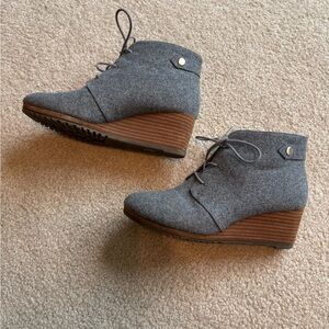 Gray Wedge Ankle Boots